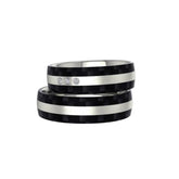 Weissgold / Carbon Trauringe mit 3 Brillanten - 1229/1230